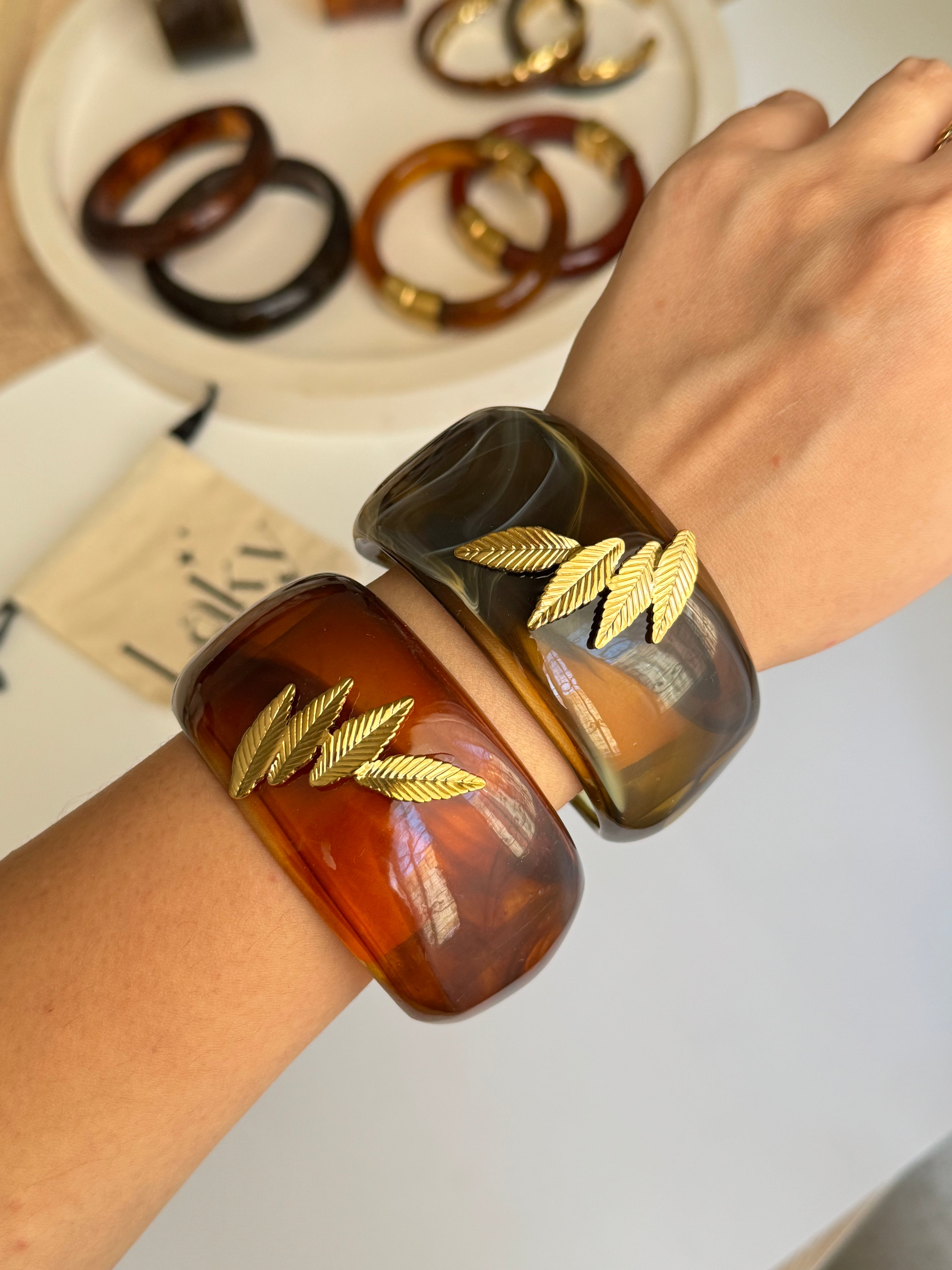 Bracelet jonc avec motif - Acier inoxydable -