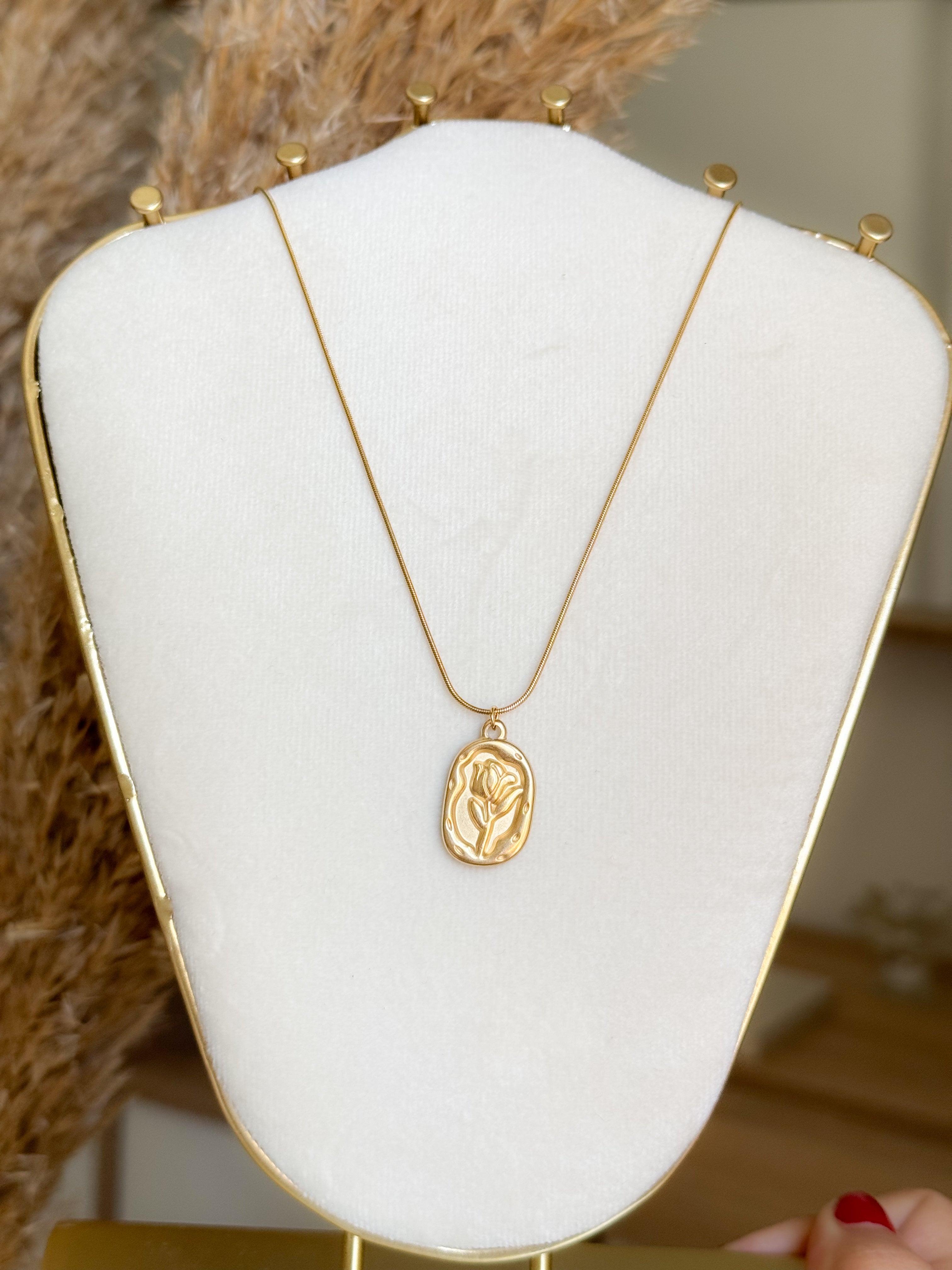 Collier à pendentif - FLEUR- En acier inoxydable